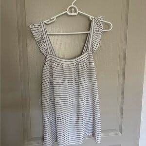 LOFT White and Black Striped Top